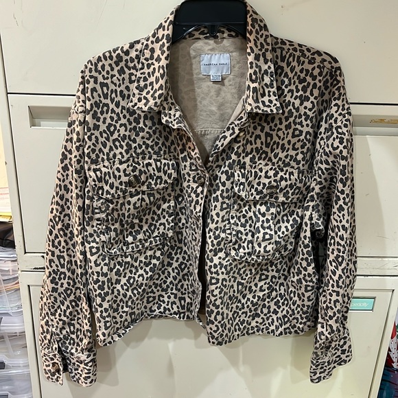 Leopard print denim cropped jacket - Picture 1 of 3